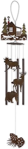Sunset Vista Design Studios - Campanilla de viento de metal para exteriores, cabaña forestal
