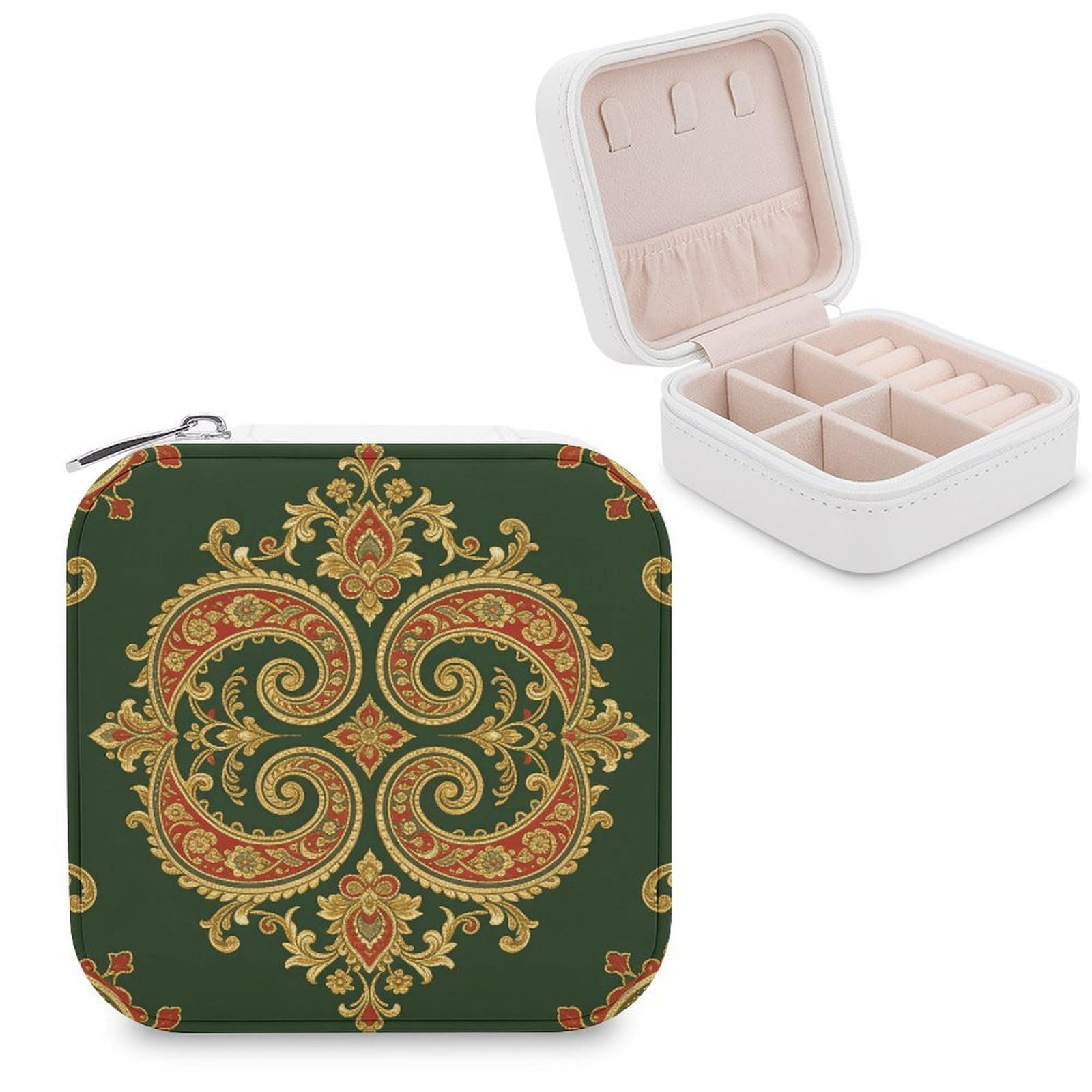 LZQPOEAS Paisley Quartet Jewelry Box, PU Patterned Storage Case, Portable Travel Jewelry Organizer Box for Storing Rings, Pendants, Earrings, Necklaces, And Women's Specialized