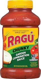 Ragu Chunky Garden Pasta Sauce 45 oz - Hearty Veggie Tomato Sauce with Diced Tomatoes, Onions, Zucchini & Italian Herbs