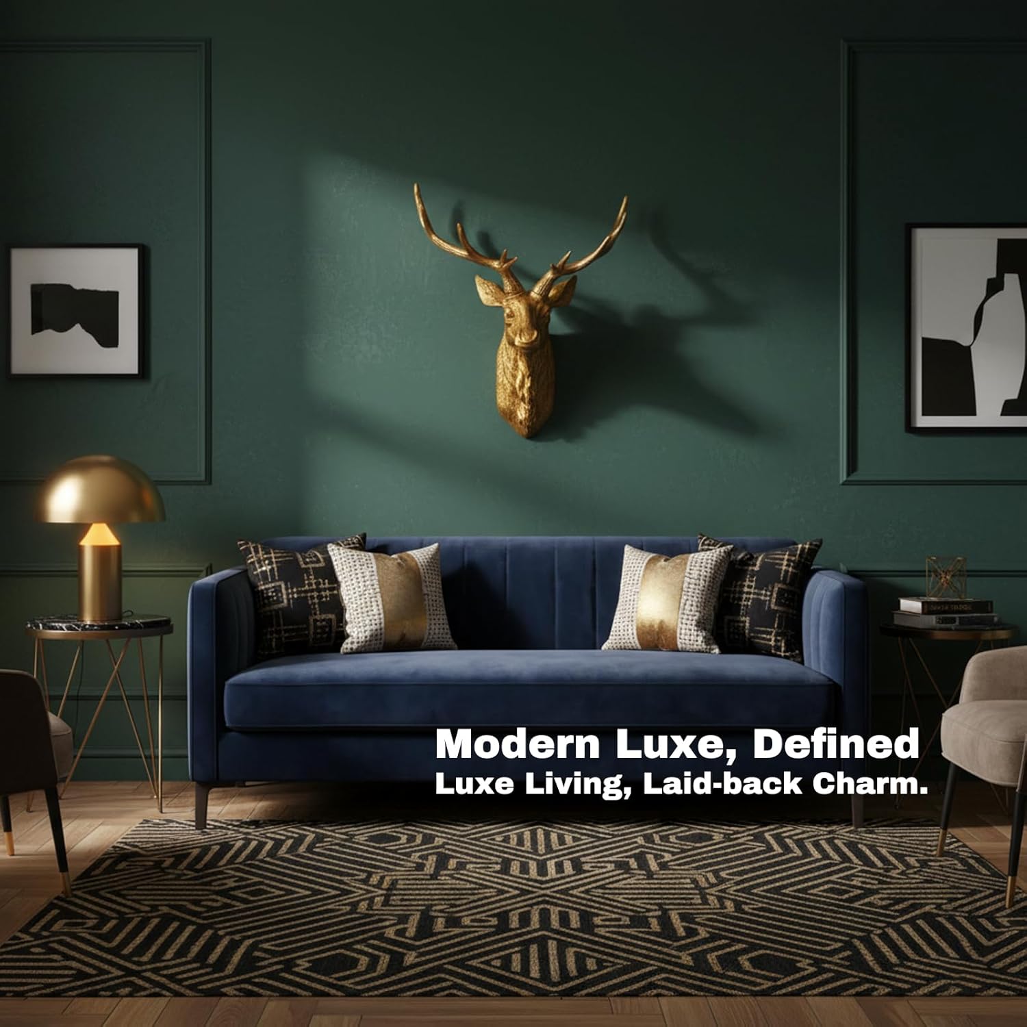 Kongkee Faux Deer Head Wall Mount – Resin Deer Head Wall Decor, Animal Head Wall Sculpture for Rustic, Farmhouse & Western Room Decor (Gold)