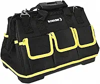 Bolsa de Ferramentas Profissional Impermeável 16 Compartimentos Maleta Organizador Portátil Preta e Amarela com Fundo Reforçado para Eletricista, Carpinteiro e Uso Diário (PRETA)
