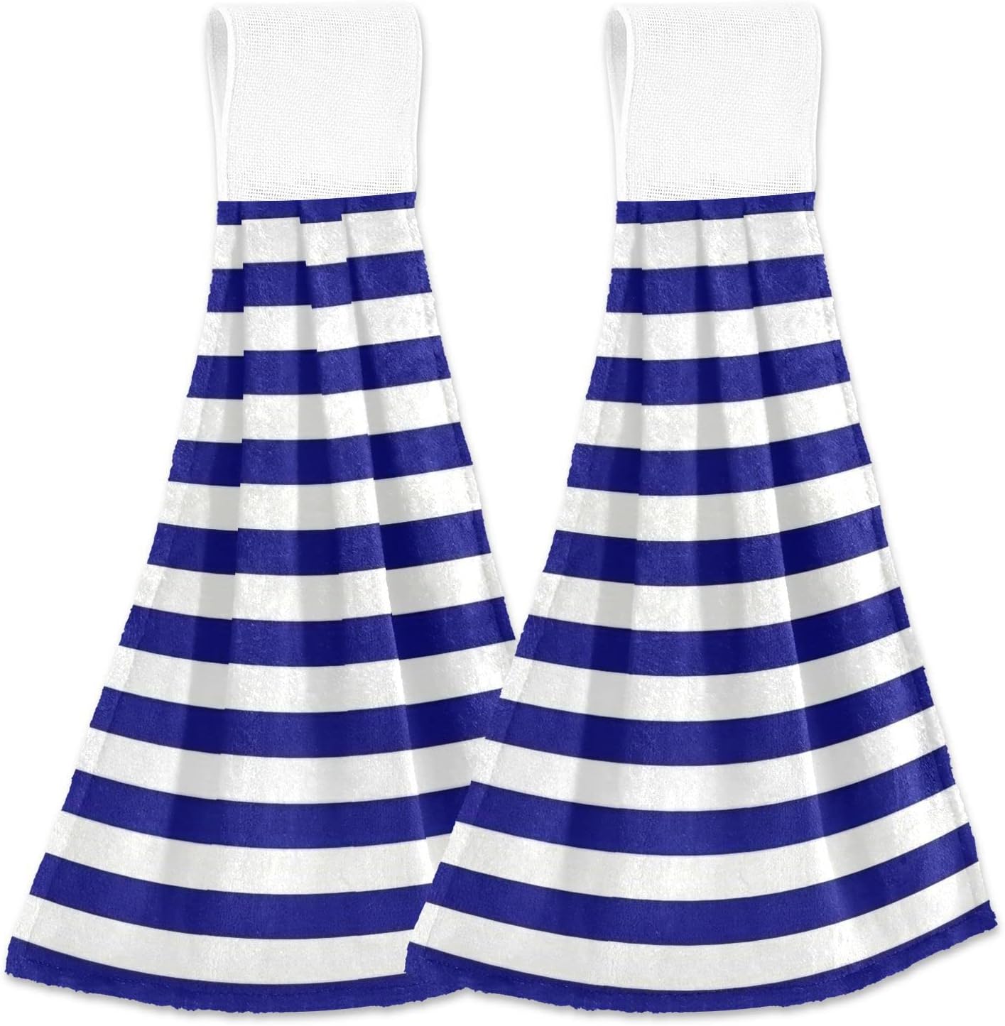 JSTEL Blue White Stripe Kitchen Hand Towels with Hanging