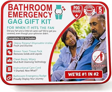 Funny Bathroom Emergency Kit, Poop Prank Gift Set with Wipes and Underwear