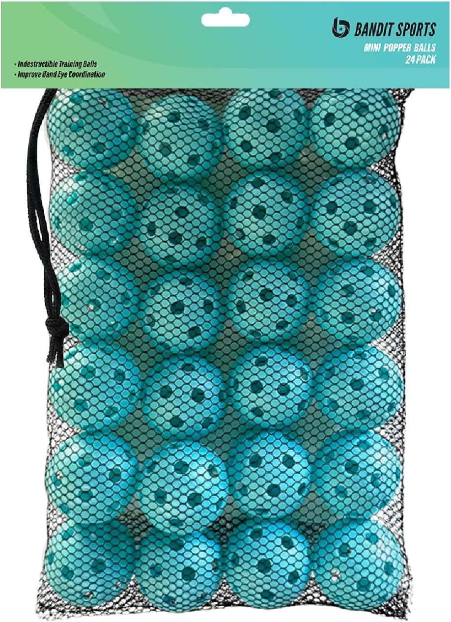 Bandit Sports Mini Popper Plastic Baseballs, Made of Impact-Resistant and Rebounding Material, Perfect Practice Baseballs & Hitting Ball Training