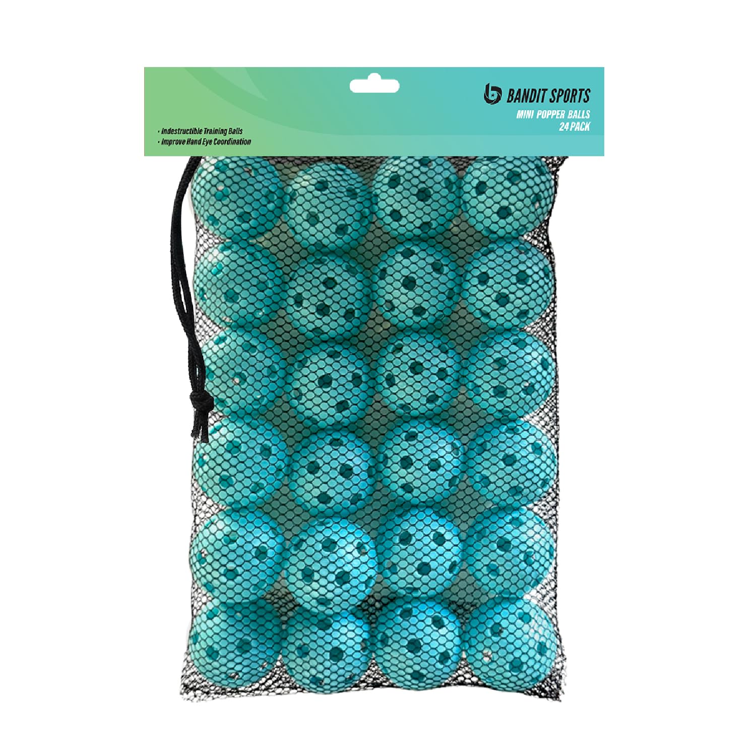 Bandit Sports Mini Popper Plastic Baseballs, Made of Impact-Resistant and Rebounding Material, Perfect Practice Baseballs & Hitting Ball Training (24 Count, Mini Popper Balls)