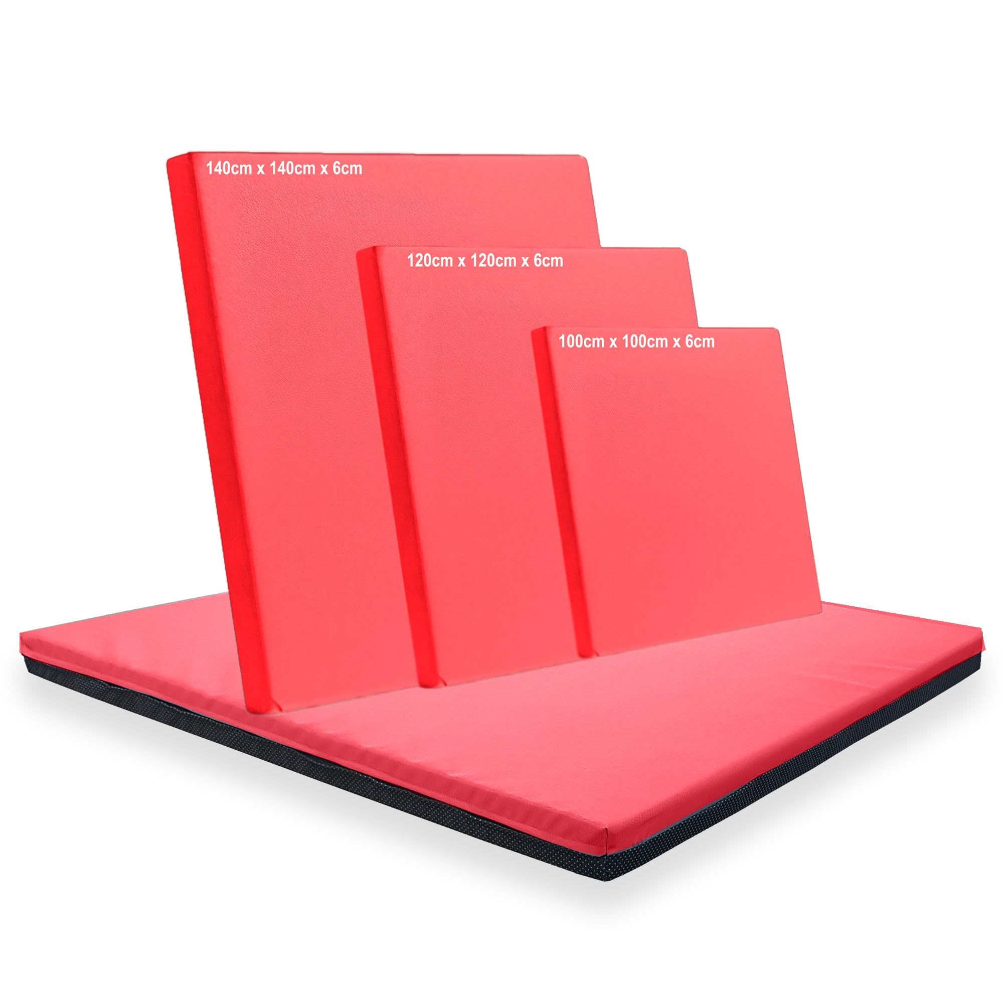 Non Slip Gymnastics Exercise Soft Play Floor Mat For Yoga Aerobics Landing Crashing Training Safe Space for kids (Red, 100cm x 100cm x 6cm)