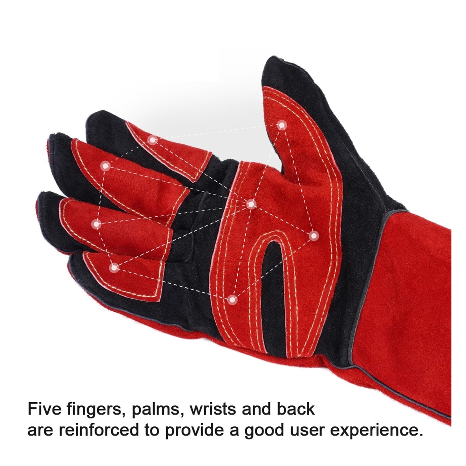 Guantes Soldador Guante de soldadura 14 pulgadas, guantes trabajo multifuncionales, resistentes al calor, Mig/Stick/soldador Tig/parrilla/estufa/barbacoa, protectores