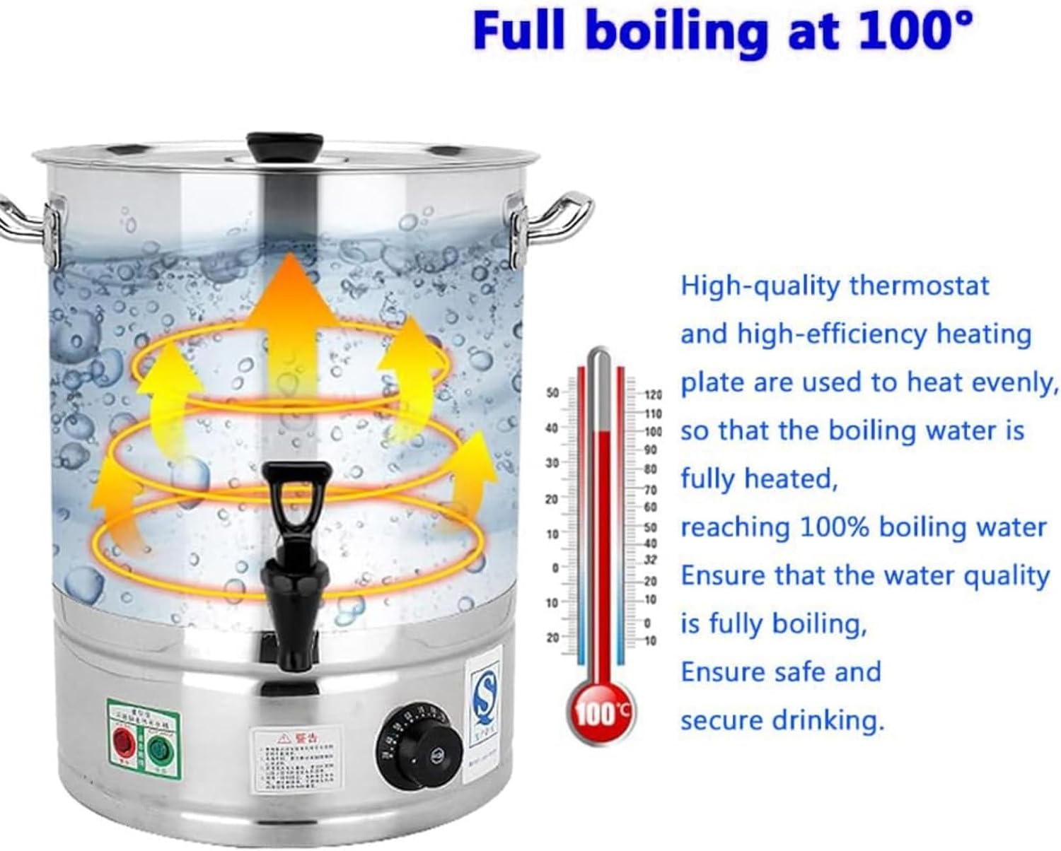 20L/30L/40L Commercial Coffee Urn Hot Water Boiler Dispenser Soup Kettle Buffet Warming Pot For Parties Office Catering Events Meeting Rooms(With faucet,40L)