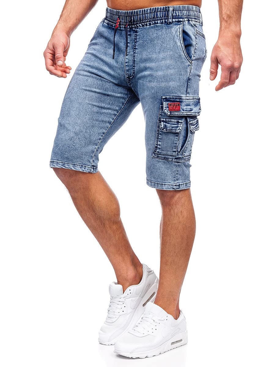 BOLF Hombre Pantalón Corto Vaquero Pantalones Vaqueros Denim Shorts Bermudas Pantalón de Algodón Desgastado Pantalón de Ocio Slim Fit Estilo Urbano Mix 6F6