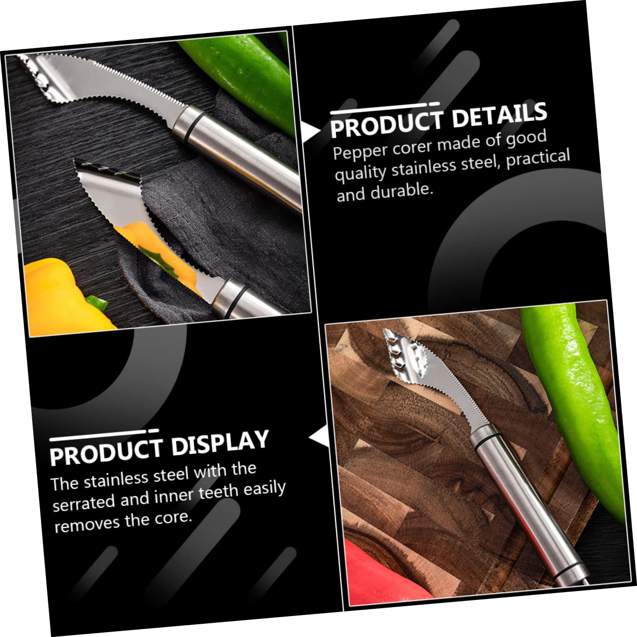 Ciieeo 4pcs Pepper Corer Tools Chili Core Removing Stainless Steel Core Puller Kitchen Gadgets Easy to Clean