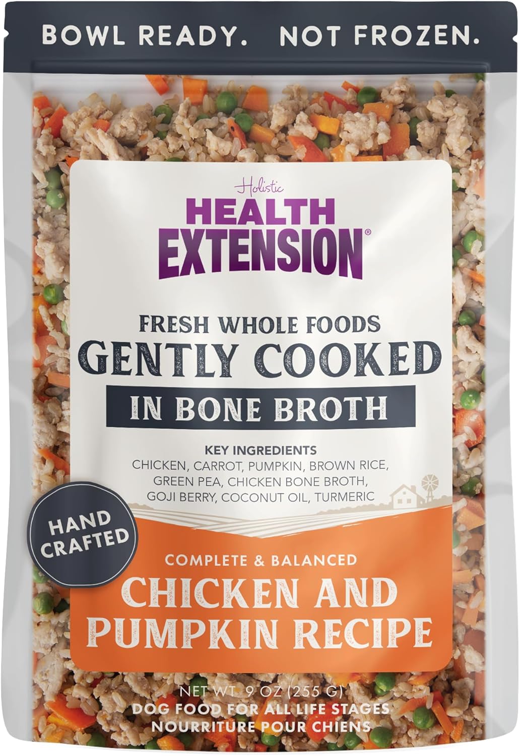Health Extension Gently Cooked Chicken & Pumpkin Dog Food, Human-Grade & Shelf-Stable with Superfoods, Supports Digestion, Immunity, Skin & Coat, 9 oz Pouch (Pack of 1) Health Extension Gently Cooked Chicken & Pumpkin Dog Food, Human-Grade & Shelf-Stable with Superfoods, Supports Digestion, Immunity, Skin & Coat, 9 oz Pouch (Pack of 1)