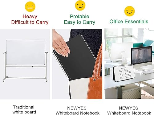 Miniatura 6 de NEWYES Cuaderno de pizarra blanca borrable para reuniones de borrado en seco, pizarra blanca para reuniones, negocios, oficina, hogar (A6)