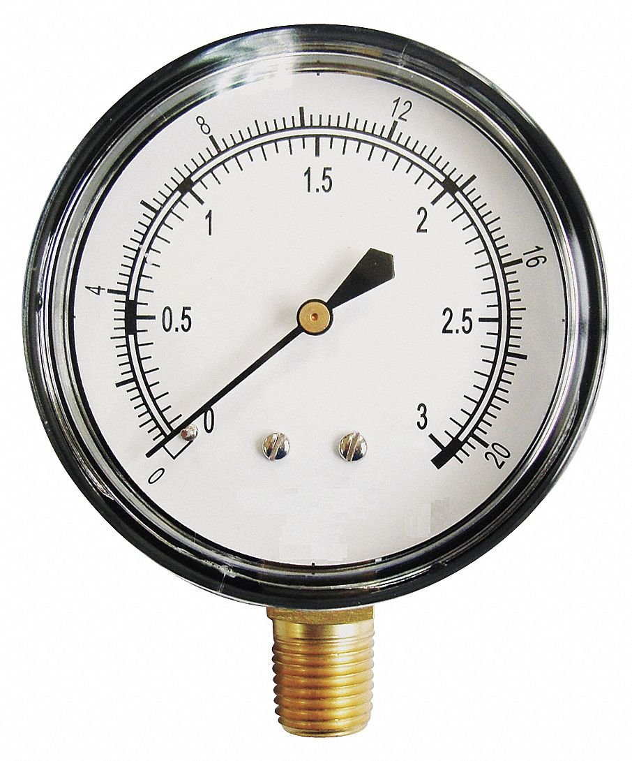 0 to 3 Psi Range,Pressure Gauge, 1/4 in Npt +/-1.50% Gauge Accuracy-2040025067