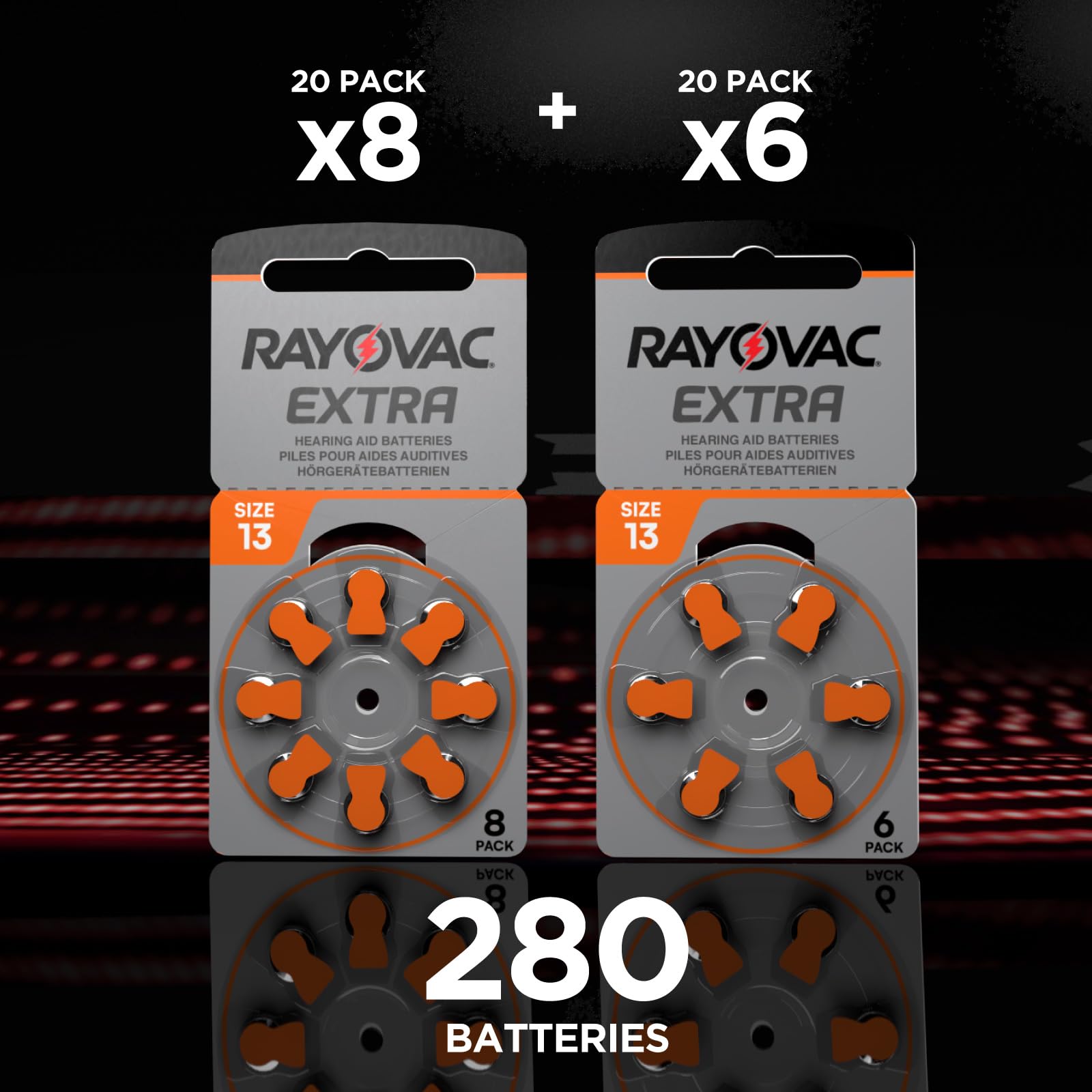 280 Batterie Per Apparecchi Acustici Rayovac Extra 13. - 20 Blister da 8 e 20 Blister da 6 Pile