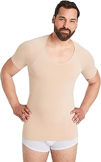 Camiseta de compresión sin costuras para hombre con efecto de barriga, manga corta moldeadora sin costuras, moldeador de cuerpo fuerte para un vientre más plano