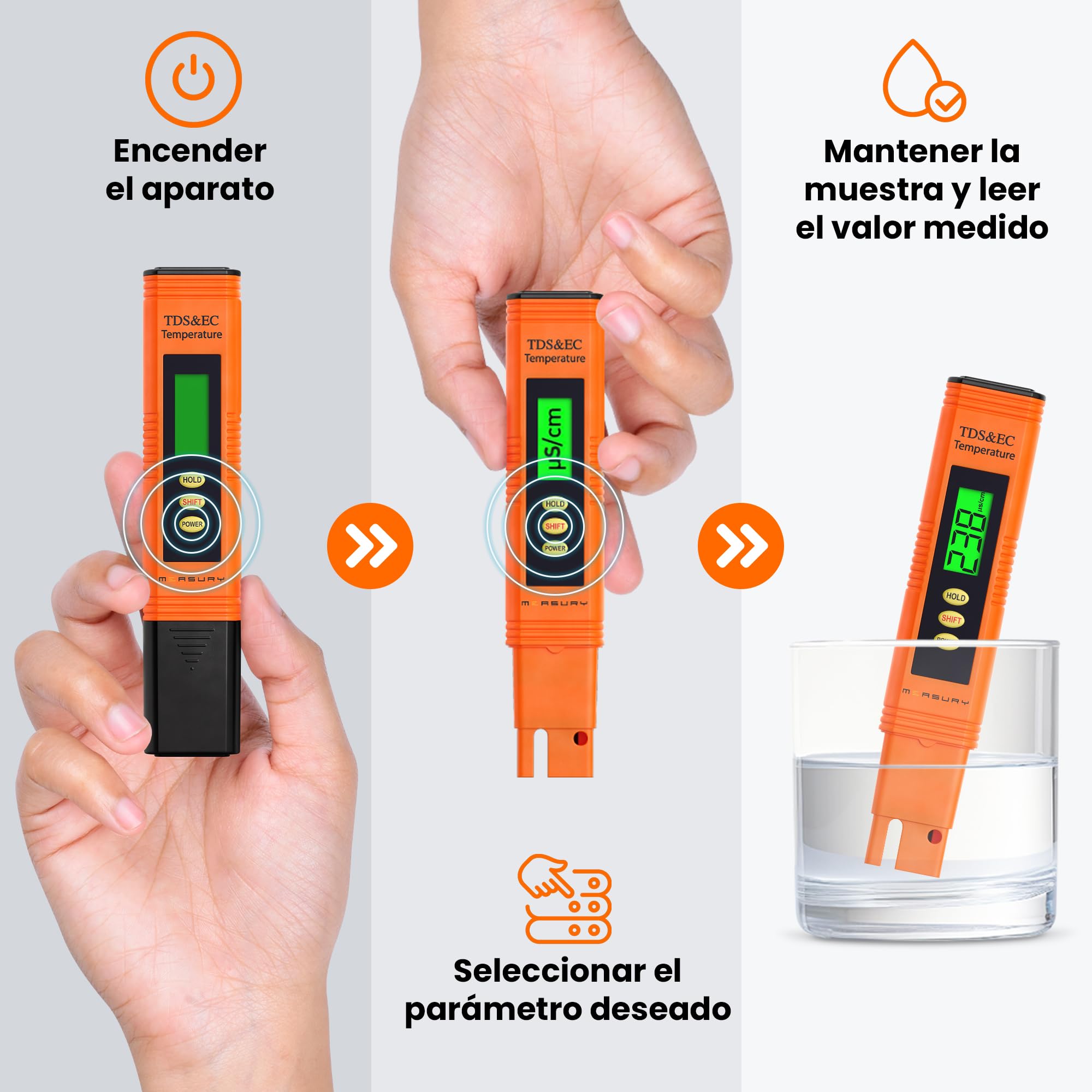 Medidor TDS y EC, Analizador de Agua Potable, Medidor de Calidad de Agua