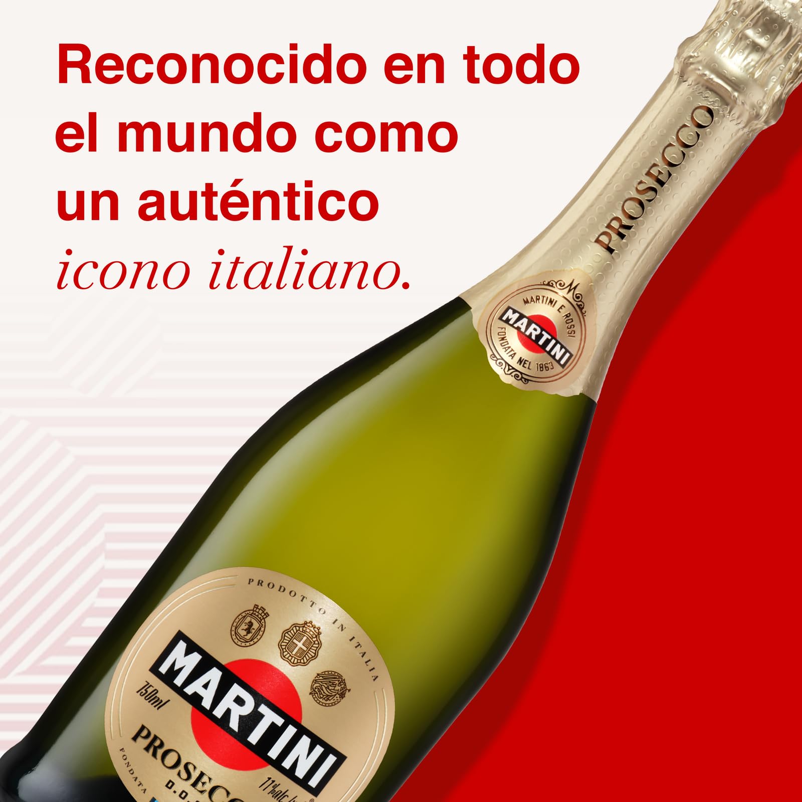 MARTINI Prosecco Vino Espumoso, 11% ABV, 6 x 75cl / 750ml, Vino Italiano Seco y Rico