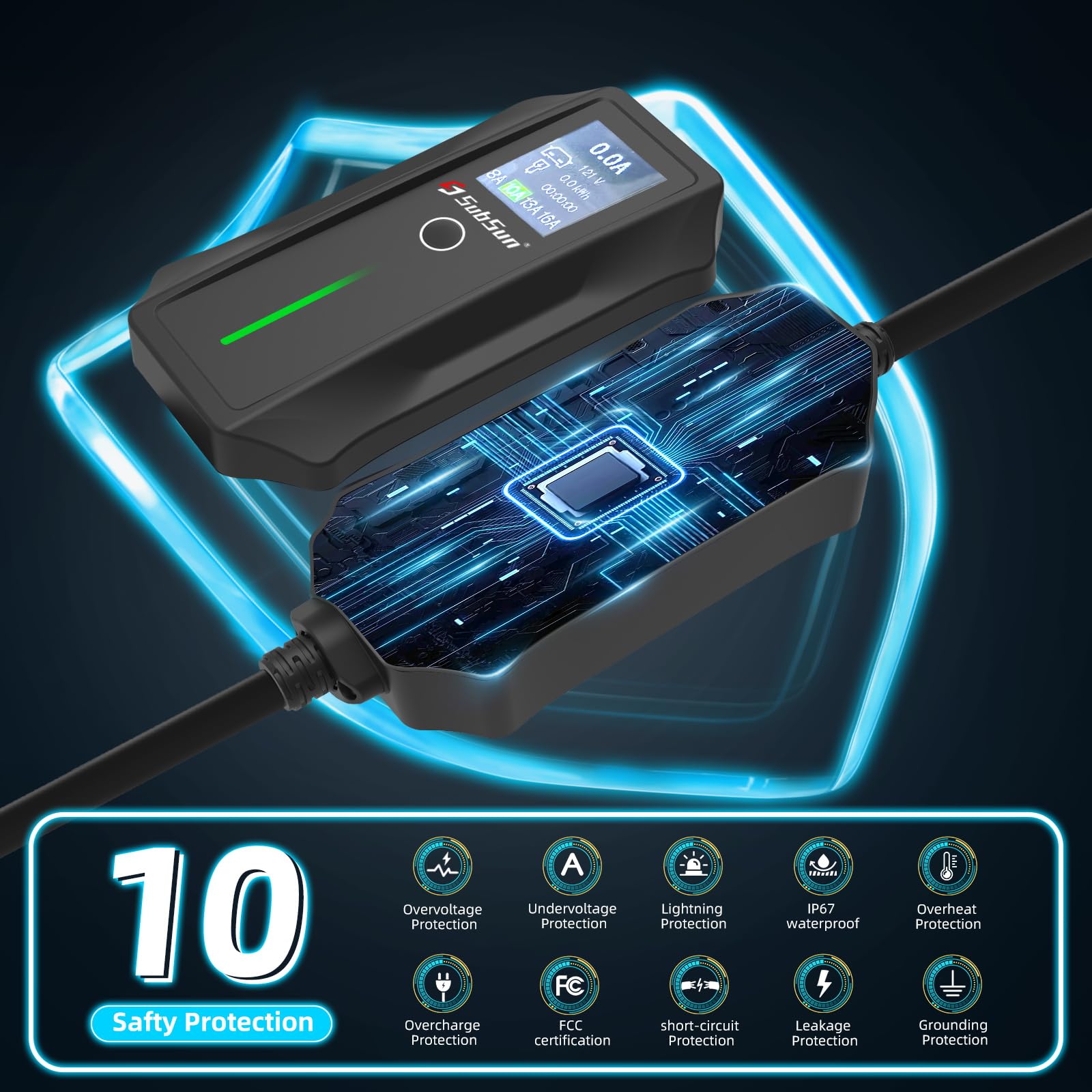 Level 2 EV Charger, 16Amp Portable Charging Station With NEMA 6-20 & 5 - View #3