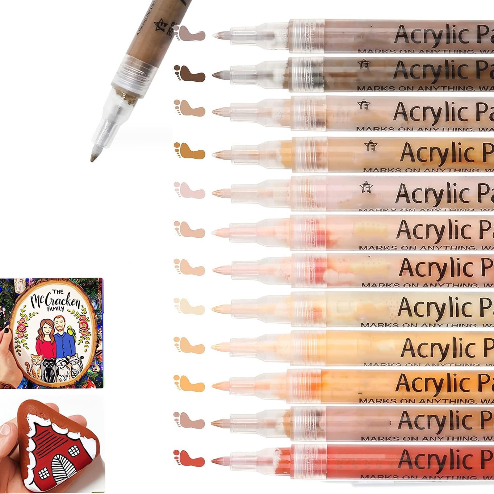 Sponsored Ad – Azonee Art Markers, Set of 12 Acrylic Paint Pens Skin Colors Paint Markers for Rocks Canvas Tiles Glass Ceramic Wood Sketch Portrait Manga Drawing Illustration Sketching, Extra Fine Tip