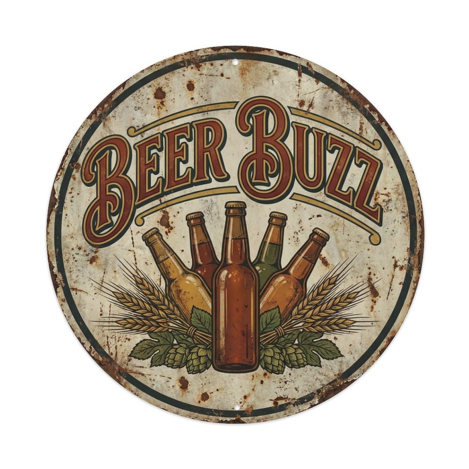 Fyrn Style Metal Tin Sign Vintage Beer Hops Beer Buzz Retro Bar For Pub