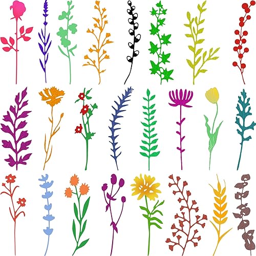 24 troqueles de corte de metal con diseño de flores silvestres, plantillas de estampado de hojas de flores para hacer tarjetas, Acción de Gracias,