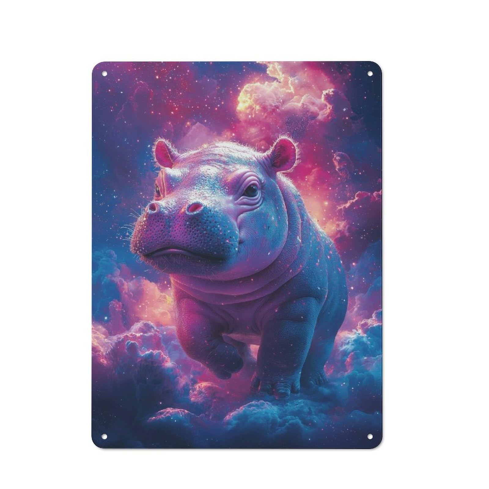 Cosmic Hippo Tin Wall Plaque 40x30cm, Barn Style Rustic Kitchen Decor for Farmhouse Kitchen, Pantry Or Dining Area