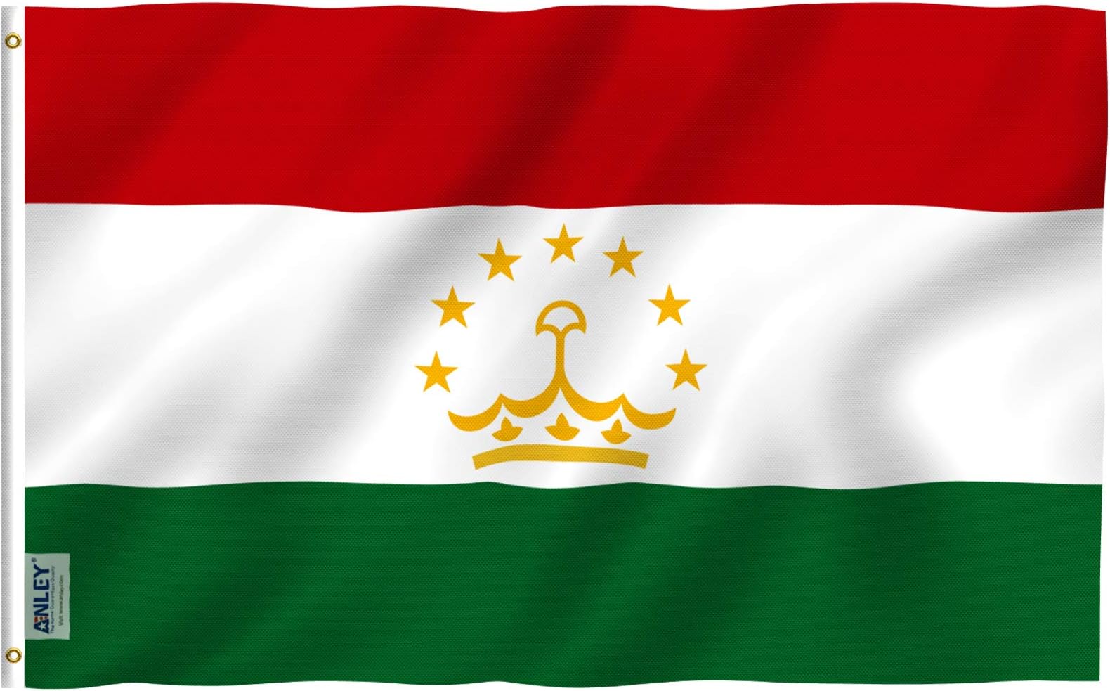 ANLEY Fly Breeze 3x5 Feet Tajikistan Flag - Vivid Color and UV Fade Resistant - Canvas Header and Double Stitched - Republic of Tajikistan Flags Polyester with Brass Grommets 3 X 5 FT