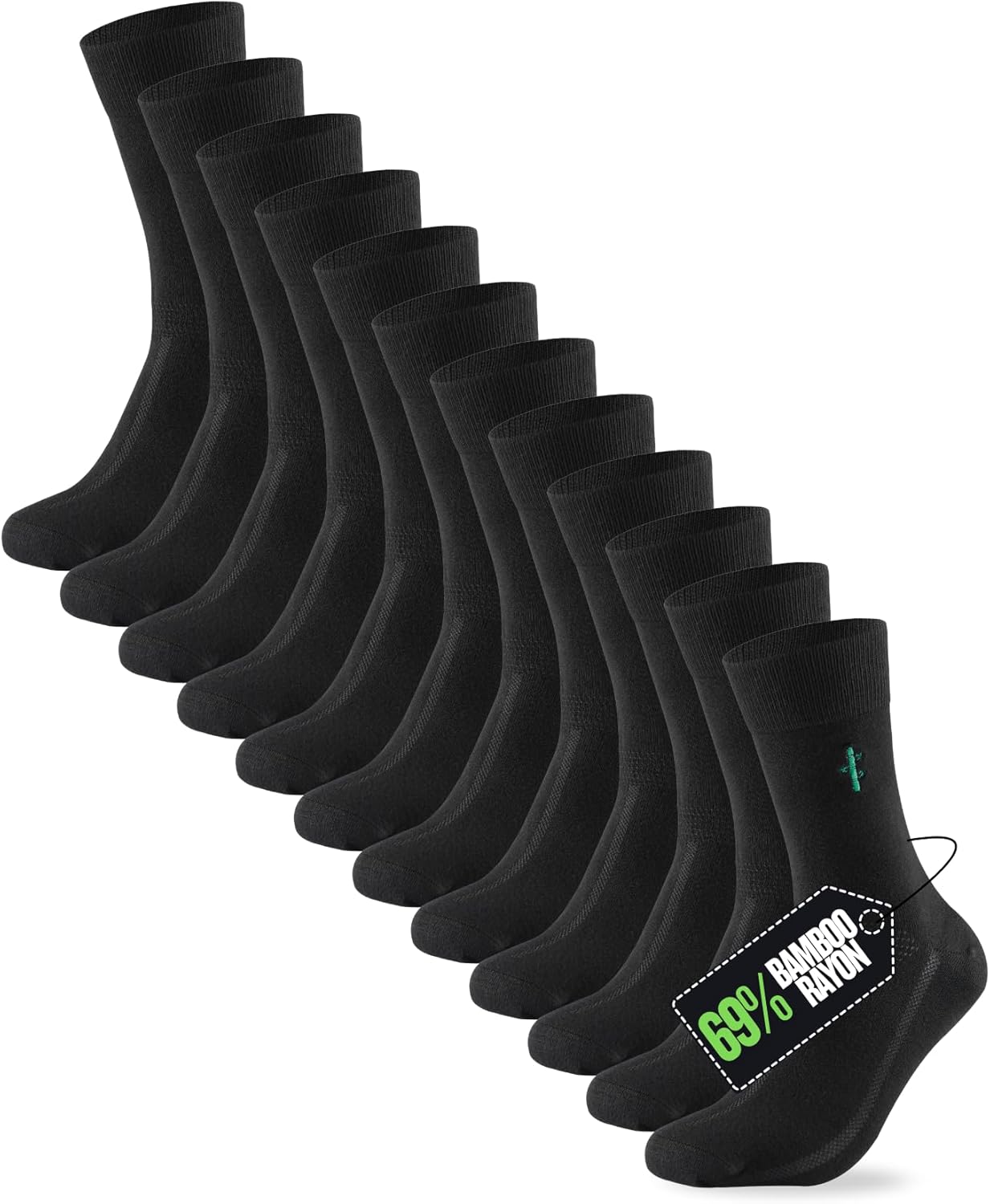 6 Pairs Mens Bamboo Rayon Dress Socks | All-Day Comfort Odor-Free | Soft Breathable Work Office Socks | US 8-13