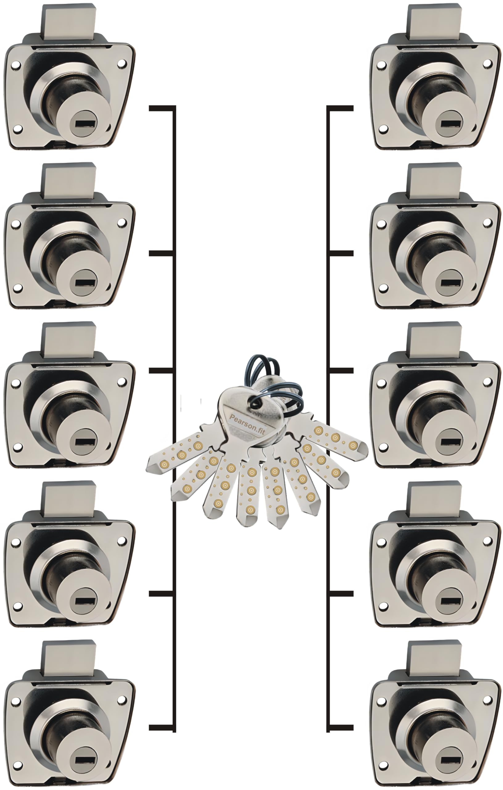 Common Key10 Locks & 20 Same Keys | Brass Key | Stainless Steel Cap | Furniture Lock | Cabinets | Suitable for 3/4 Board or Ply & Panel Upto 22mm or Thickness (10 Lock 20 SameKeys)-image-18