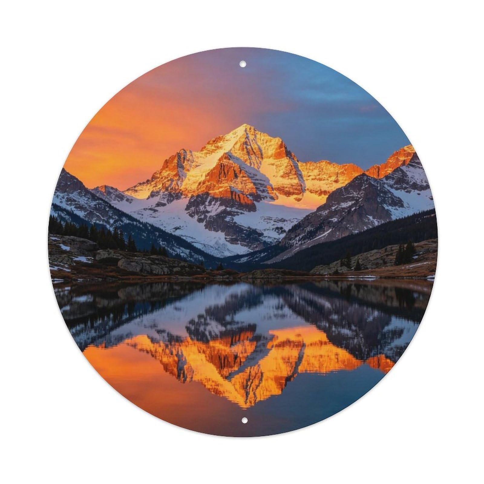 Rocky Mountain Sunset Reflection Metal Tin Sign Plaque