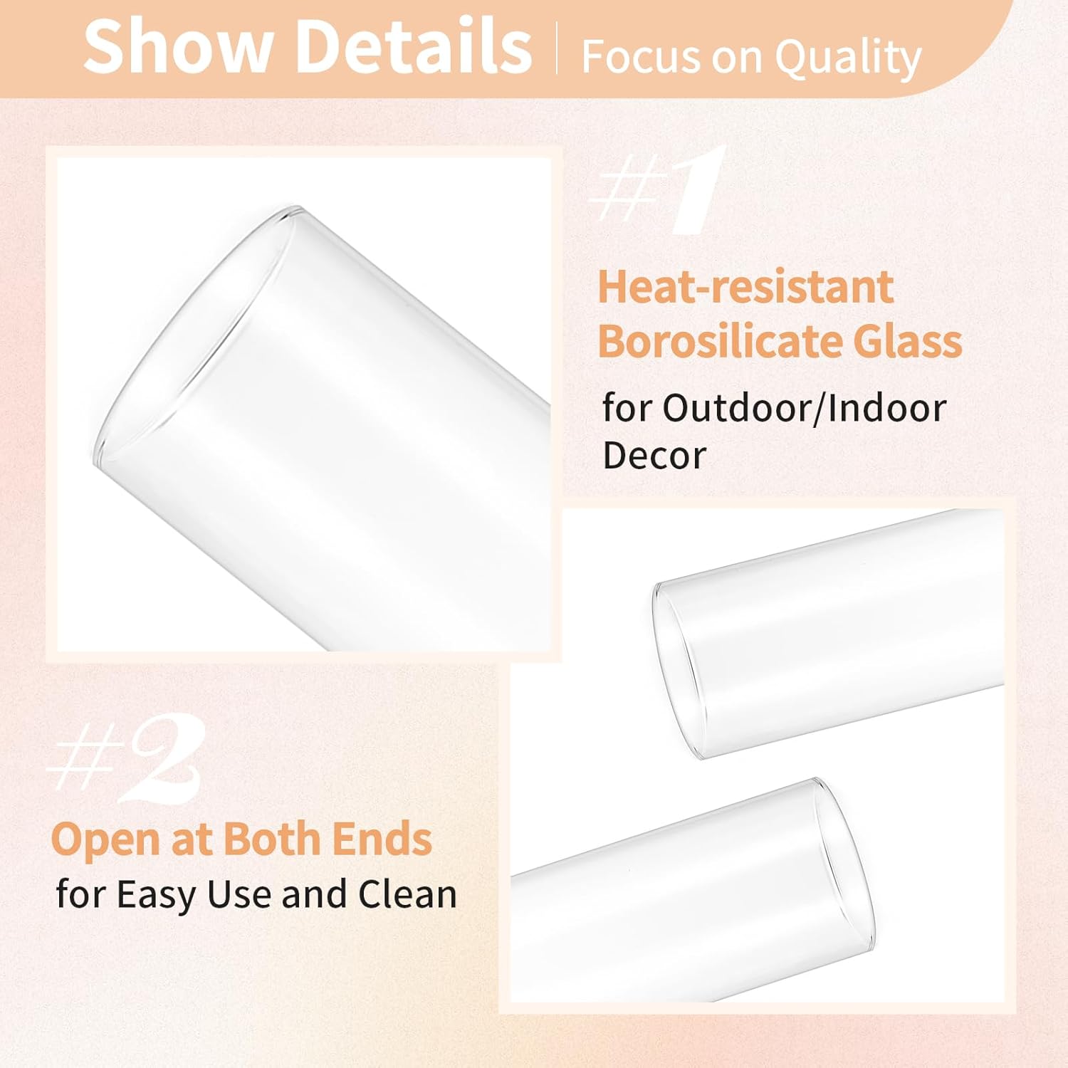 NUPTIO Hurricane Glass Candle Holder: 2.5 x 12 inches Open Ended Cylinder Chimney Replacement for Taper Candles - Bulk Clear Candlestick Holders Sleeve for Christmas Fireplace Decor - Image 7