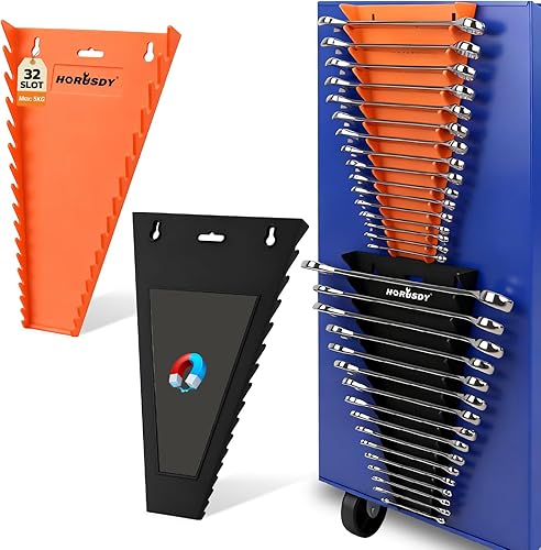 HORUSDY Organizador Magnético de Llaves de 2 Piezas, Estante de Almacenamiento de Llaves de 32 Ranuras para Cajas de Herramientas, Cajones y Garaje,