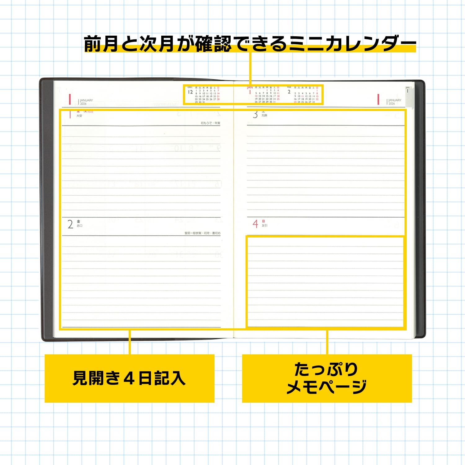 Amazon.co.jp: 博文館 手帳 2026年 A5 デスクプランナー S 4日 茶 No