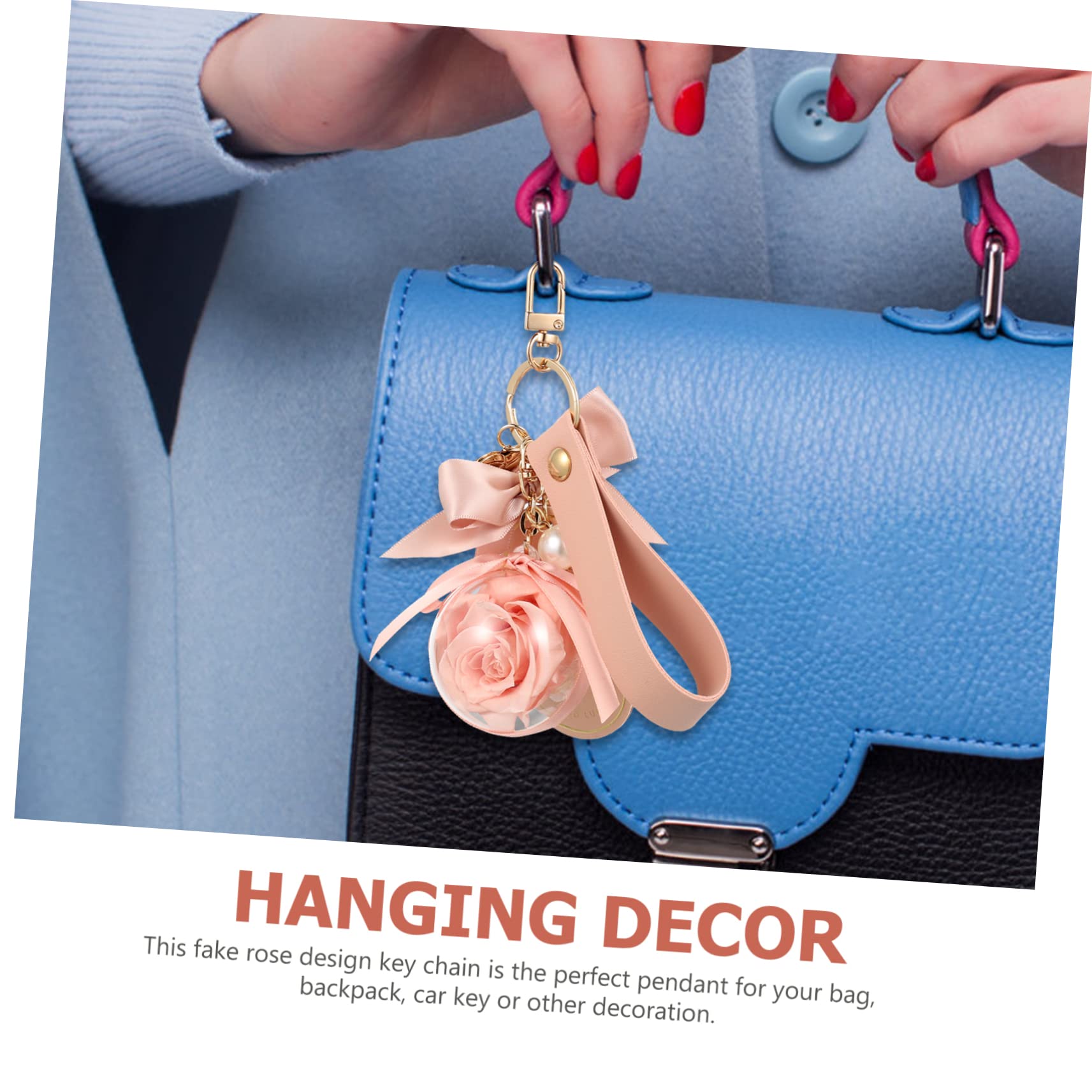BESPORTBLE Llavero Flor Preservada Rosas Llaveros Señoras Artesanía Rosa Llavero Cadena Rosa Accesorios Precioso Llavero Lindos Llaveros Para Mujer Llavero Con Diseño De Rosas Paño