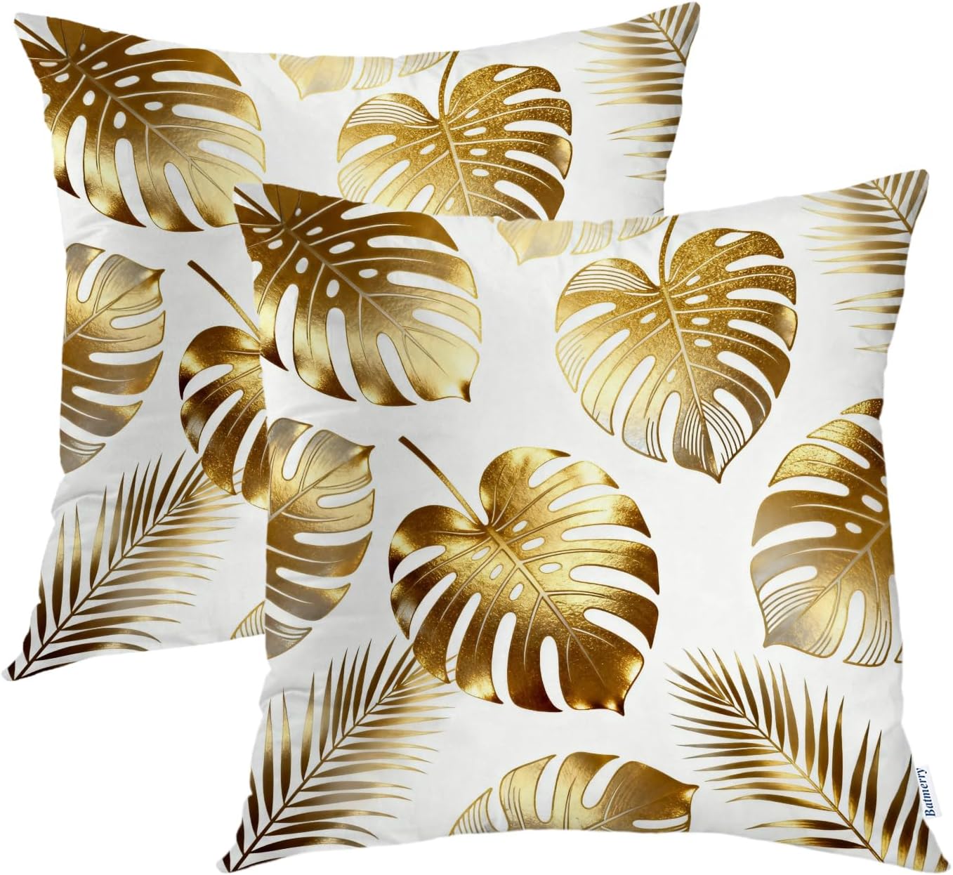 Batmerry Tropical Leaf Decorative Pillow Covers, 22 x 22 Inch Monstera Palm Leaf Flora Double Sided Throw Pillow Covers Sofa Cushion Cover Square 22 Inches(Set of 2)