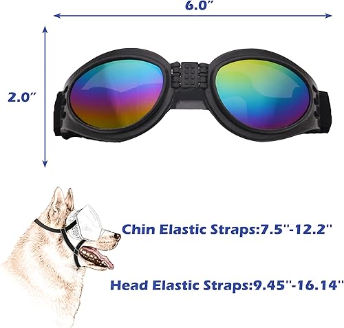 Miniatura 3 de Gafas para perros, gafas para mascotas con protección UV, gafas con correa ajustable para perros de tamaño pequeño, decoración de verano para