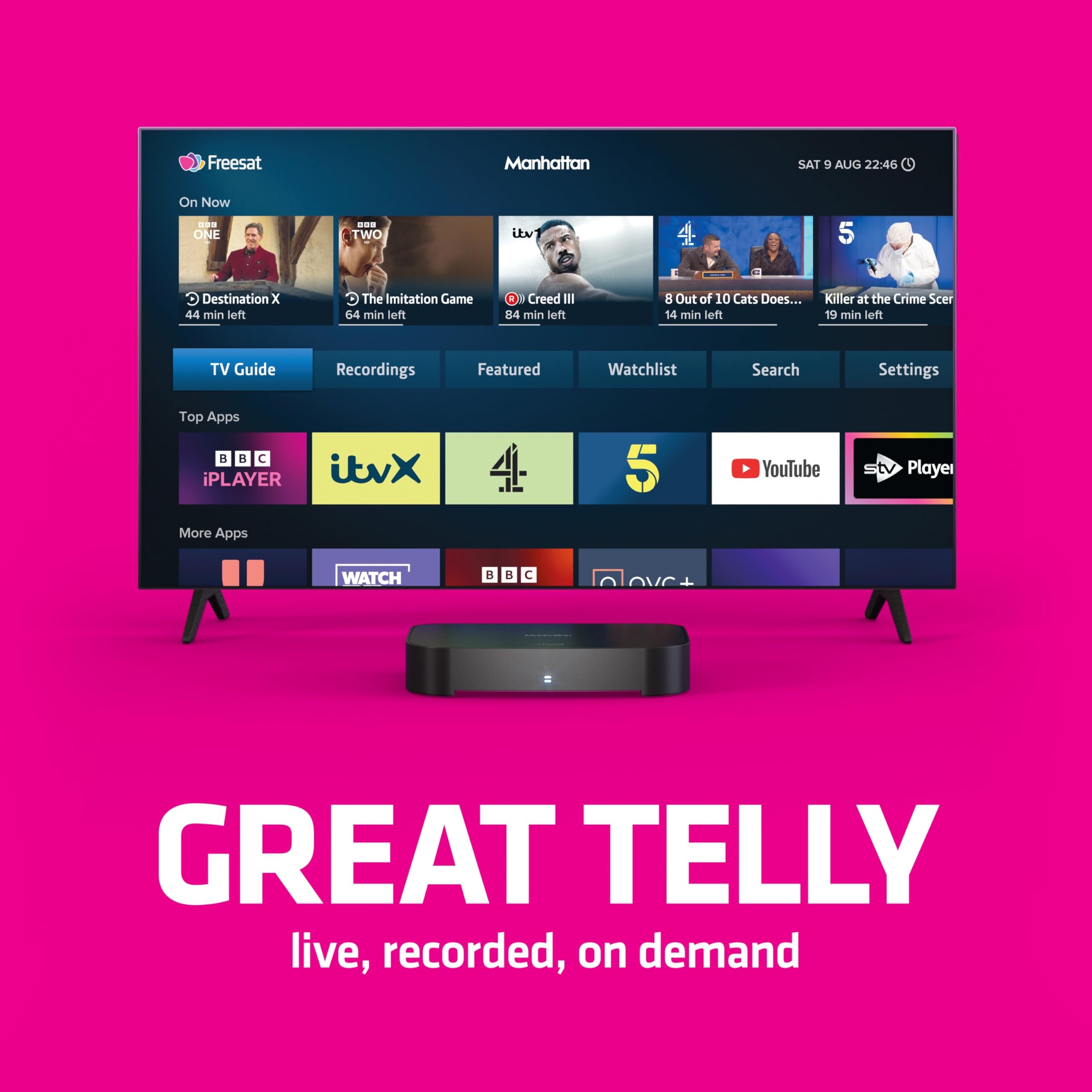 Manhattan Grabadora de TV Freesat 4K S4-R de 500 GB