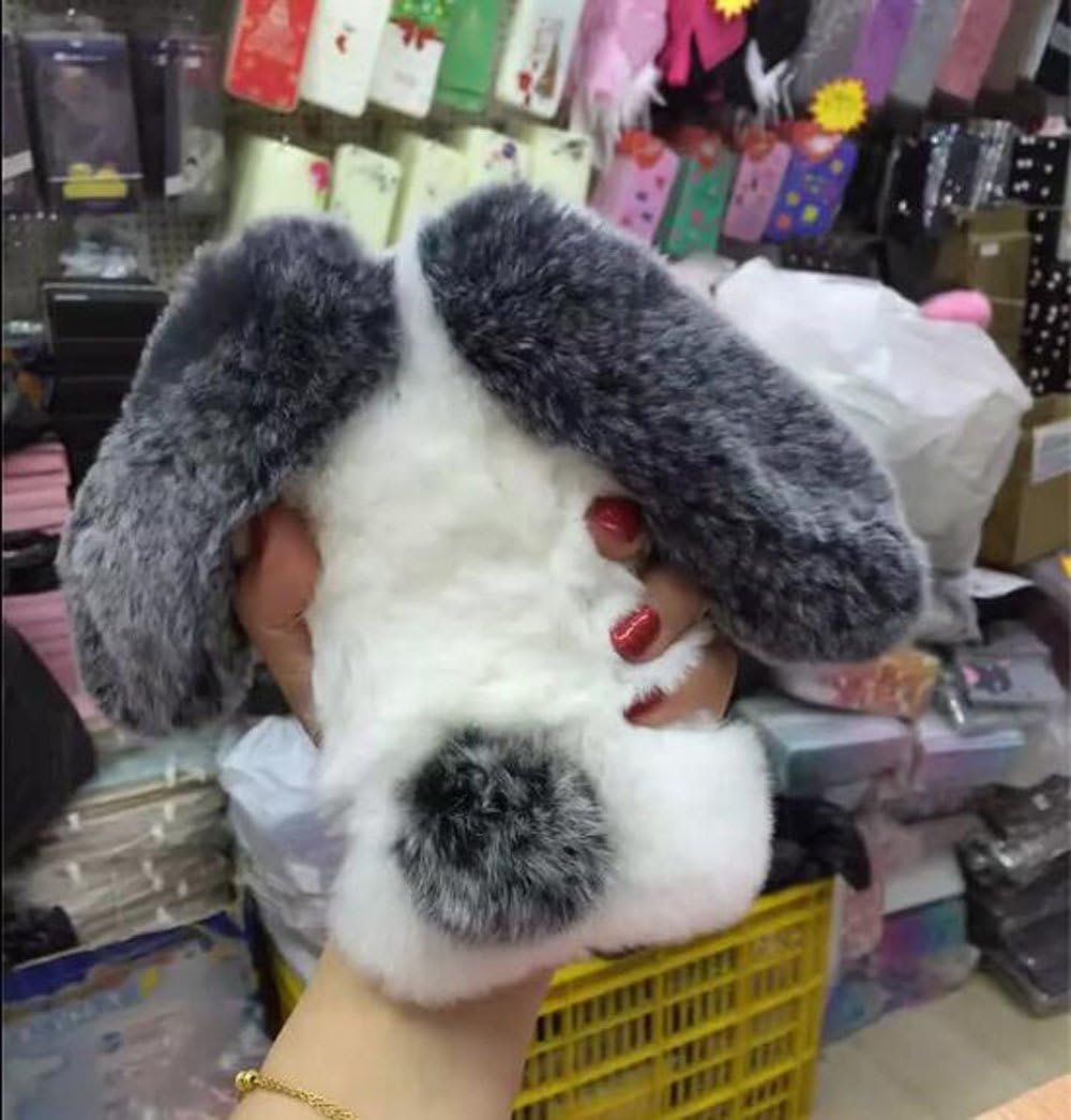 Galaxy S9 Fur Case for Girls, Luxury Cute Warm Handmade Rabbit Bunny Furry Fuzzy Soft Rabbit Fur Hair Plush Case Cover for Samsung Galaxy S9 Black image 5