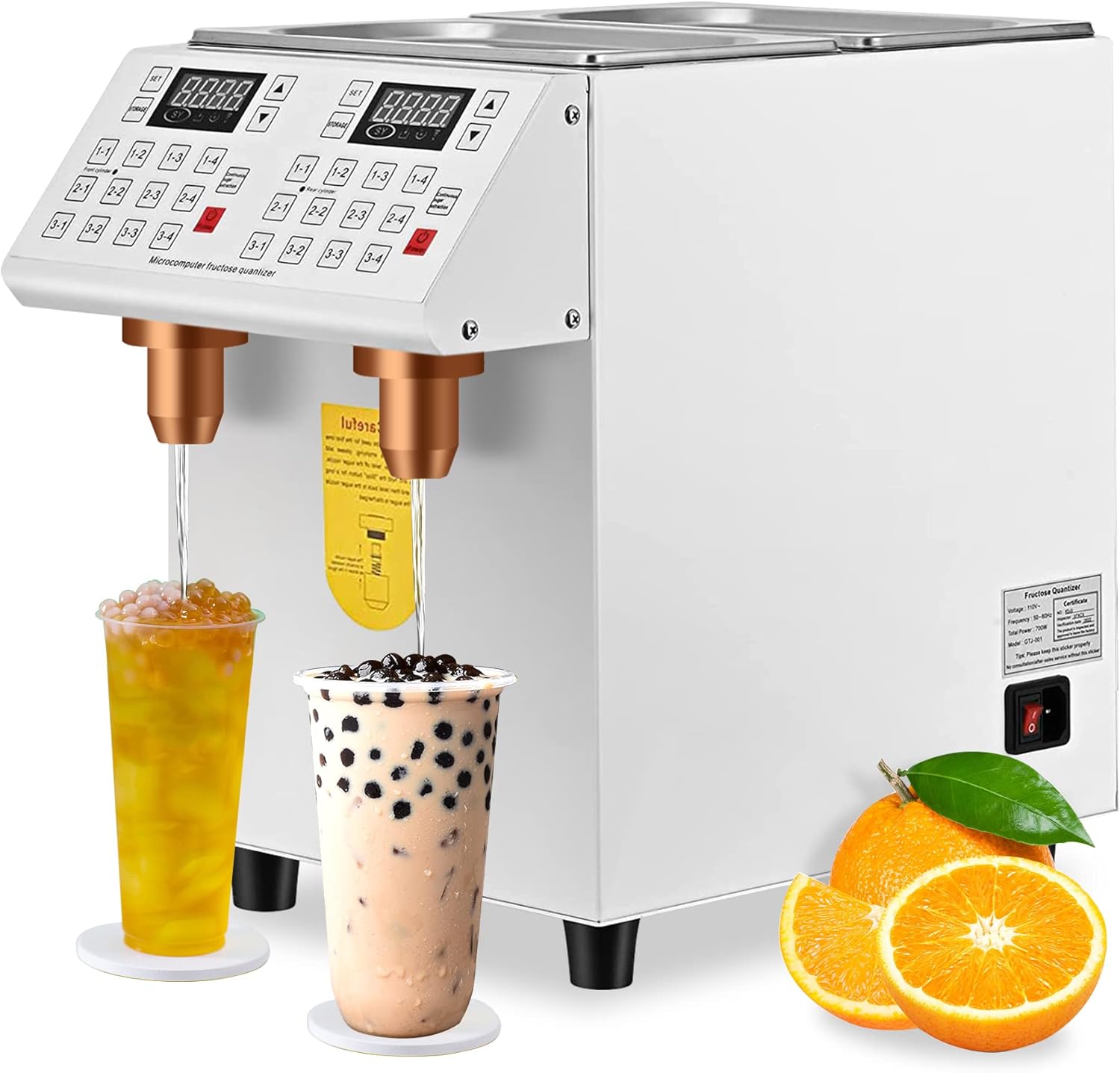 Automatic Fructose Dispenser,Commercial Double Cylinder Fructose Quantitative Machine,700W Electric Fructose Syrup Dispenser,Bubble Fructose Aid Tea Equipment for Dessert Shops,24 Groups