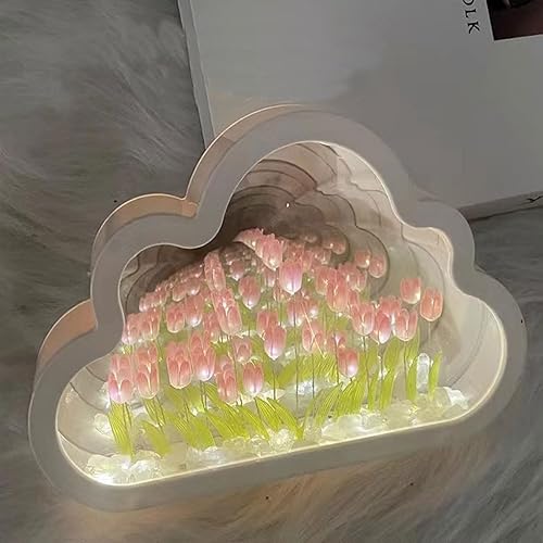 Miniatura 1 de Espejo de tulipán de nube para bricolaje, lámpara de mesa de tulipán de nube de flores de simulación, decoración creativa del hogar para el hogar,