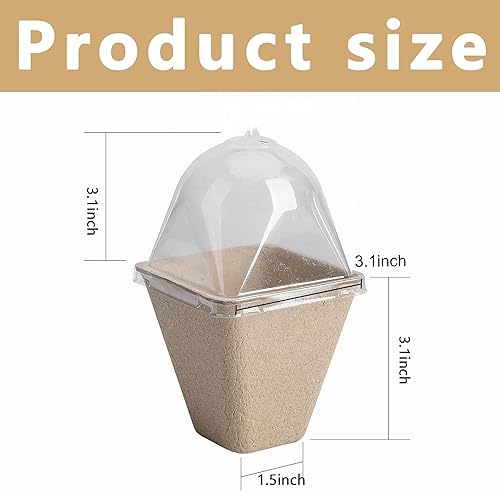Miniatura 2 de PURPLE STAR 1N 40 macetas de inicio de siembra para plantar, macetas cuadradas biodegradables de 3.1 pulgadas con cúpula de humedad, macetas de