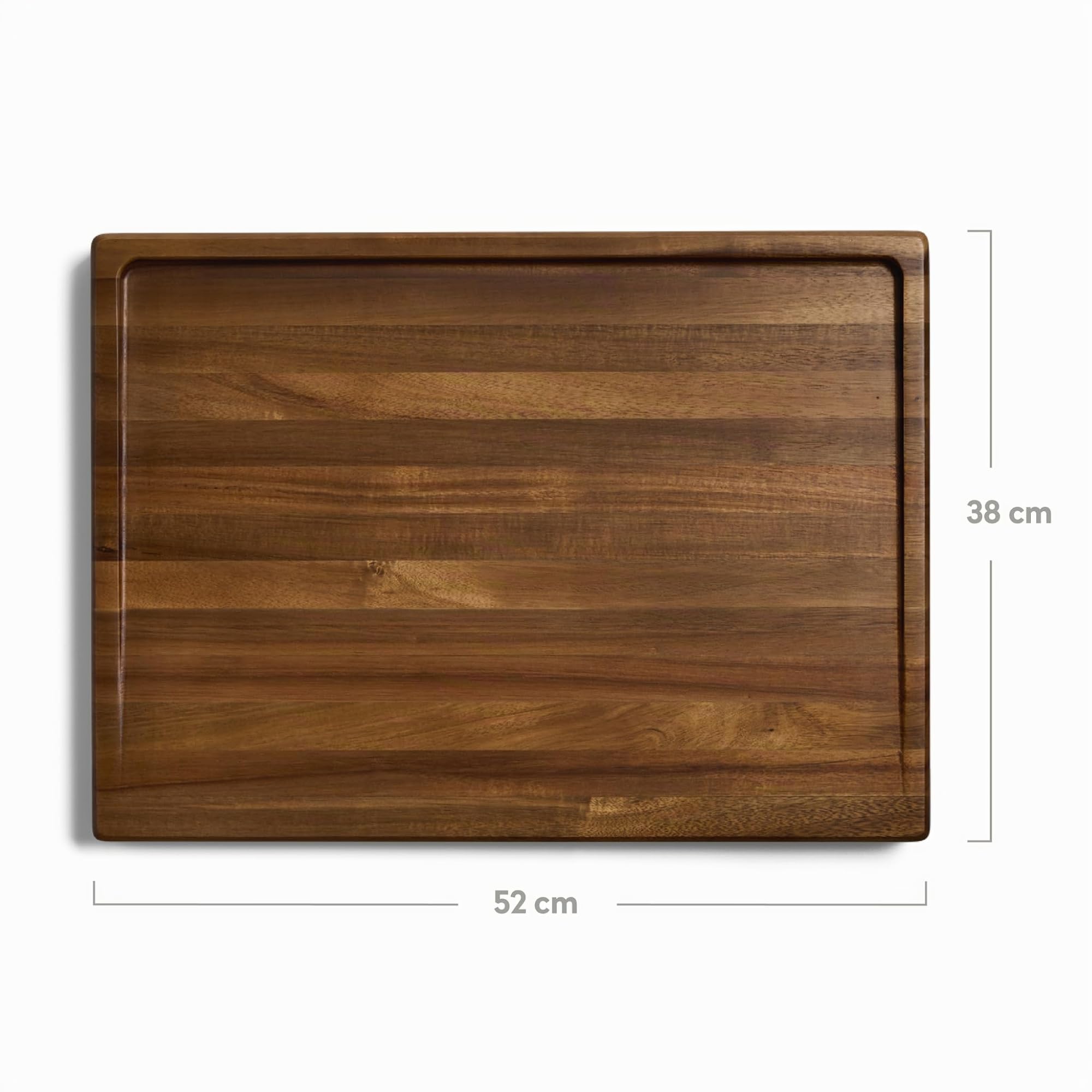 Tabla de cortar de madera de acacia BURNHARD® XXL, superficie de corte grande, ranura para jugos, antideslizante, uso doble, 52x38 cm, diseño robusto – Tabla de cortar de acacia