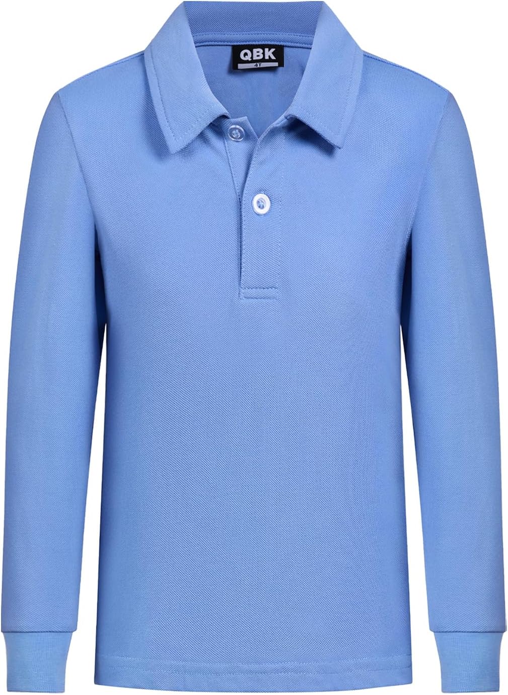 QBK Toddler to Youth Boys' School Uniform Pique Polo Shirts Kids Long Sleeve Collared Golf Shirt