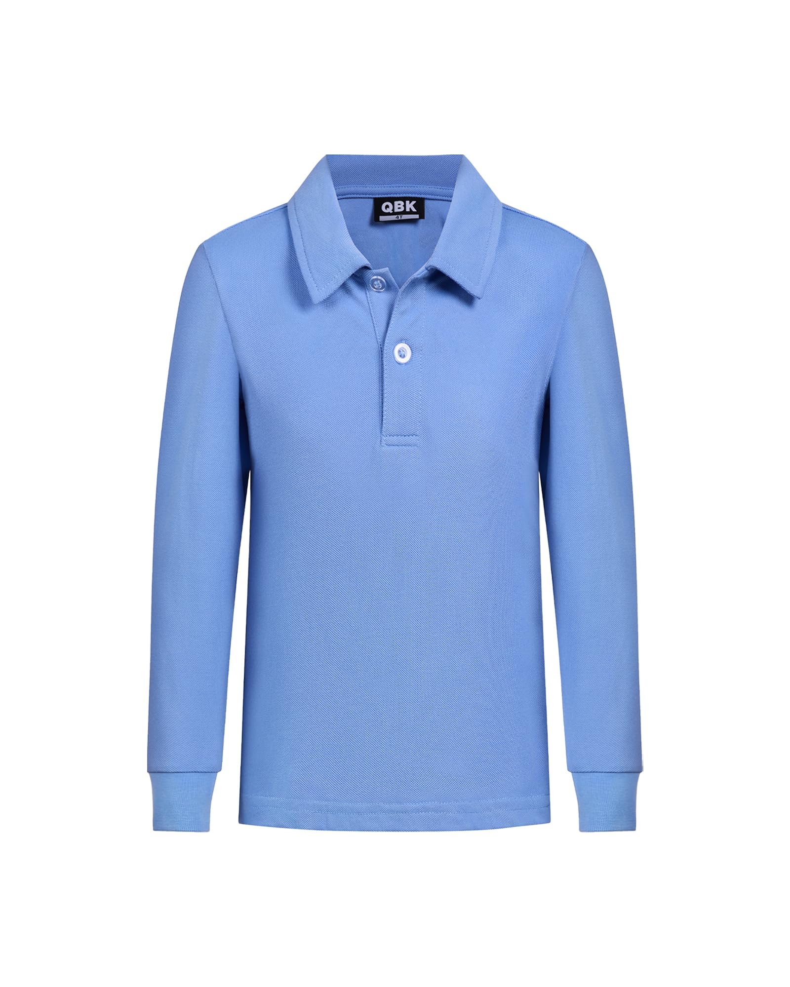 QBK Toddler to Youth Boys' School Uniform Pique Polo Shirts Kids Long Sleeve Collared Golf Shirt