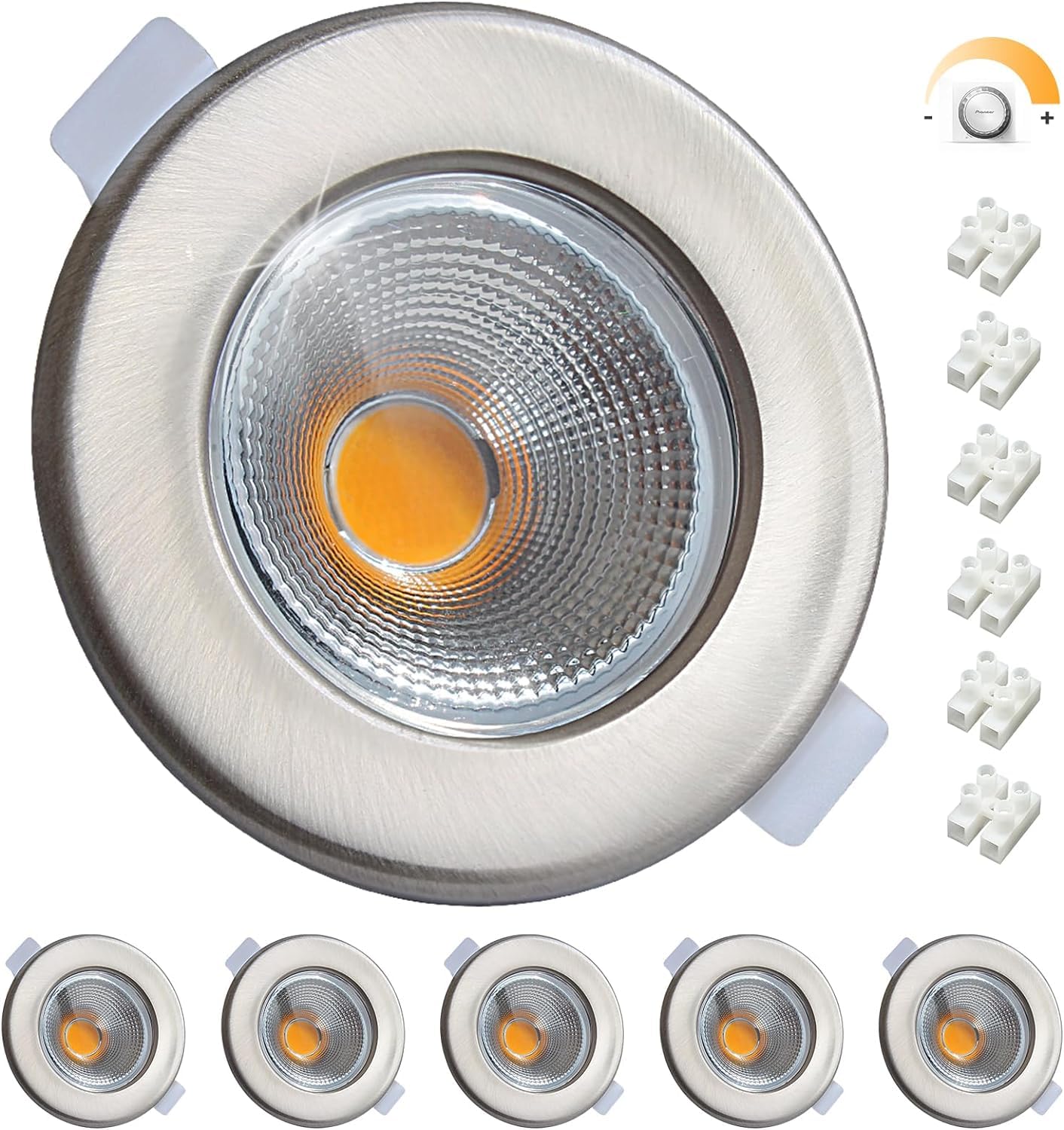 6x 10W Faretti LED da Incasso per Cartongesso Dimmerabili,850LM Foro 65-85mm Luce Calda 3000K per Cucina,Interno,Faretti Led Soffitto COB 220V Equivalenti a 100W