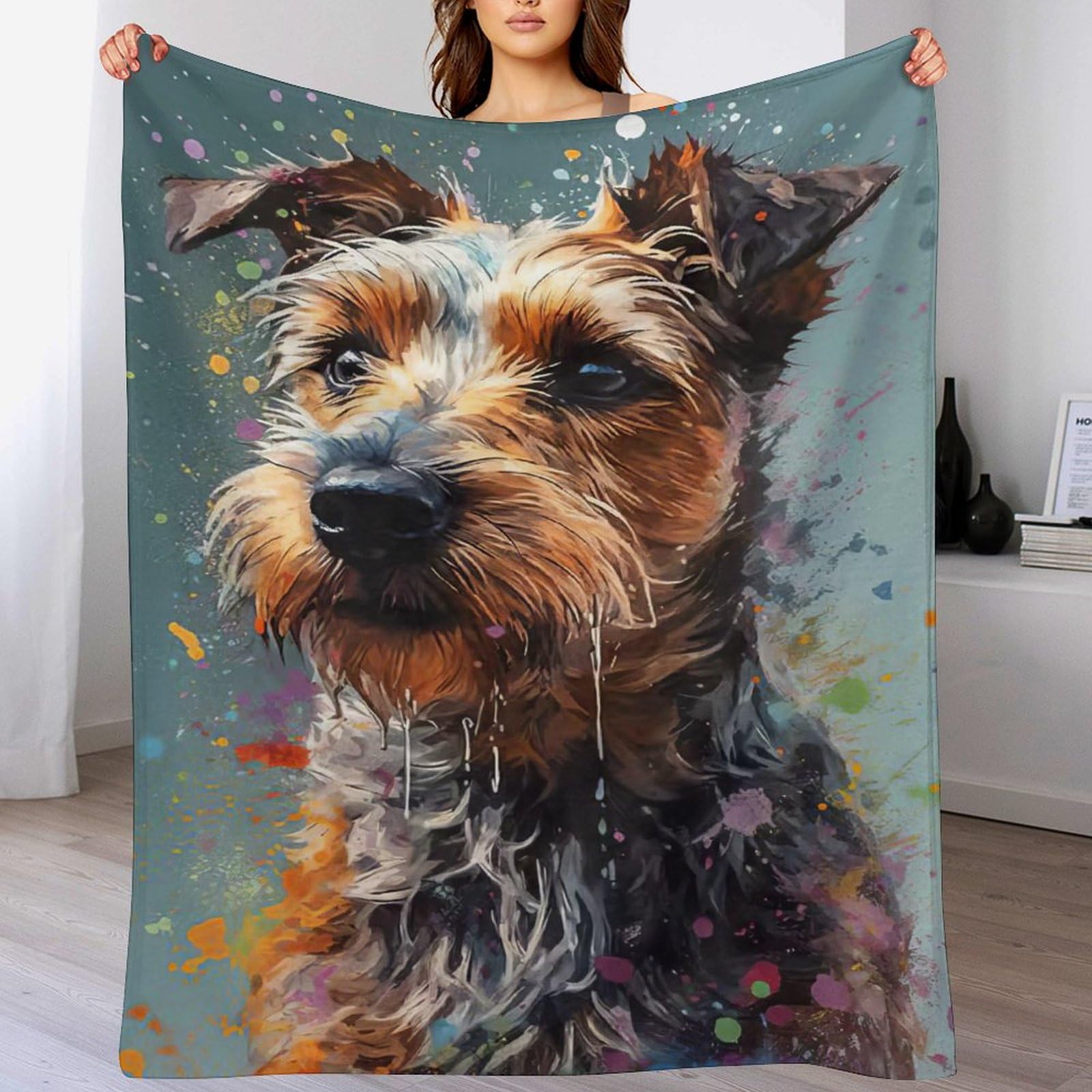 Manta de franela para perro estampada y ligera de 130 x 180 cm