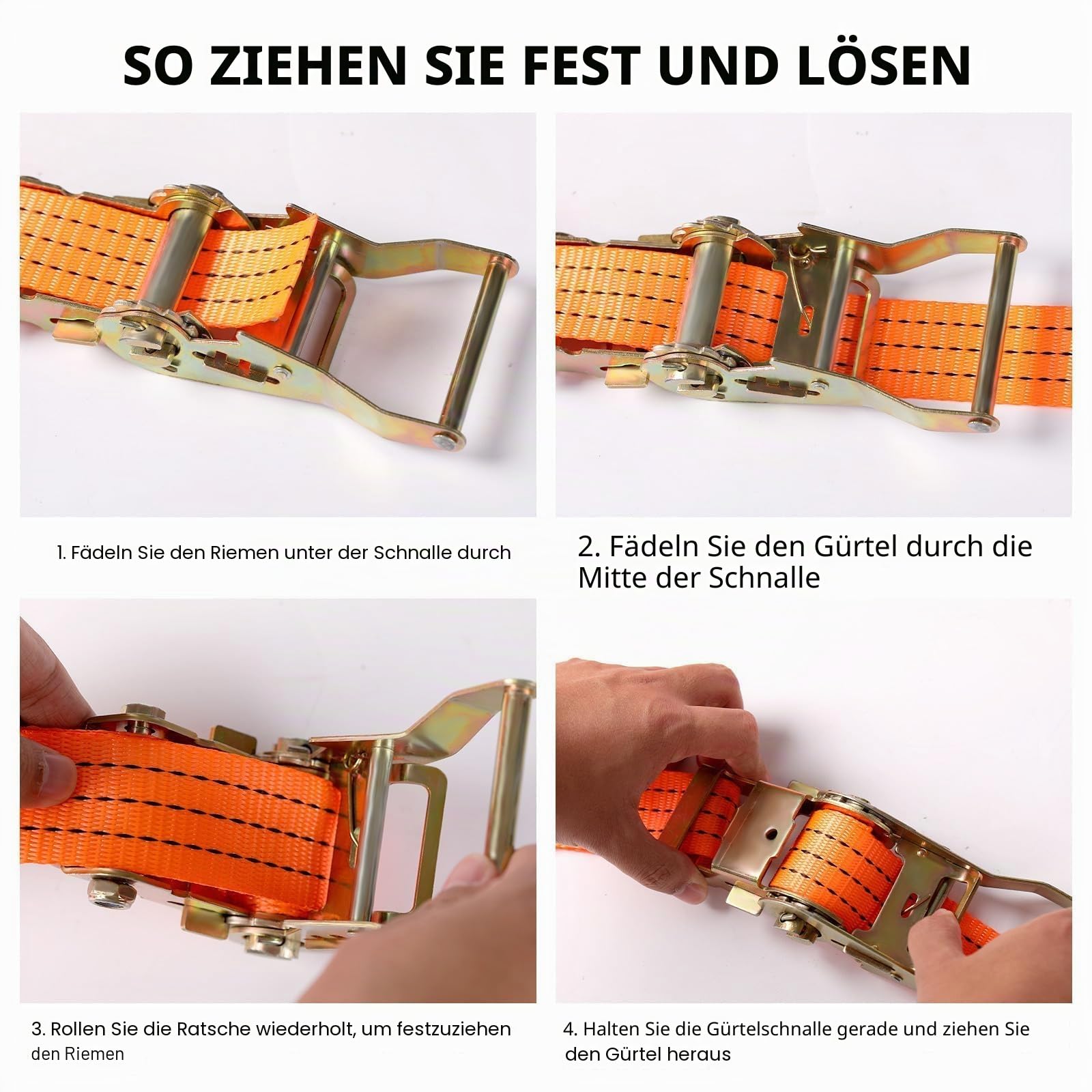 12 Stück Spanngurte mit Haken Ratsche in 6m 3000kg 3T Zweiteilig 40 mm Ratschengurt Zurrgurte 6612lb Break Strength für Ladungssicherung TÜV/GS Zertifiziert