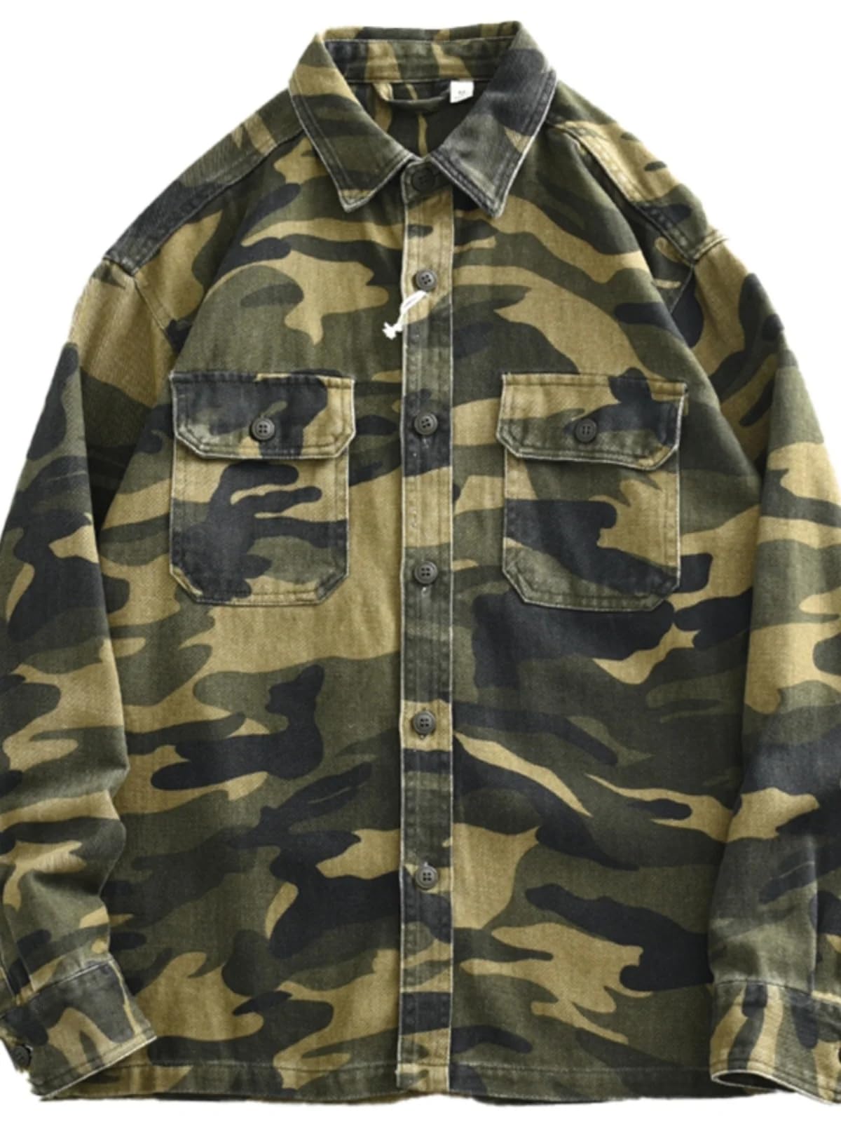 Camo1 koszula dla mężczyzn ciężkie bawełniane sprane bluzki amerykańskie na co dzień wiosna jesień odzież robocza bojówki topy płaszcze