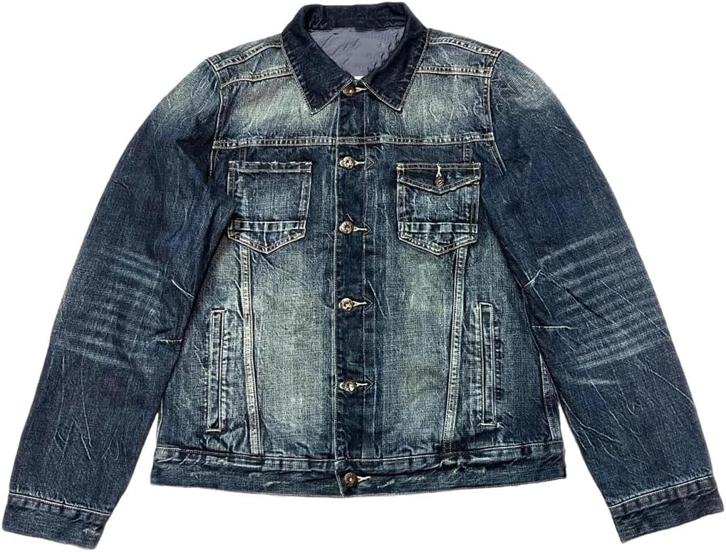 Heavyweight Lined Men's Denim Jacket Lapel Button Loose Warm Winter Outerwear