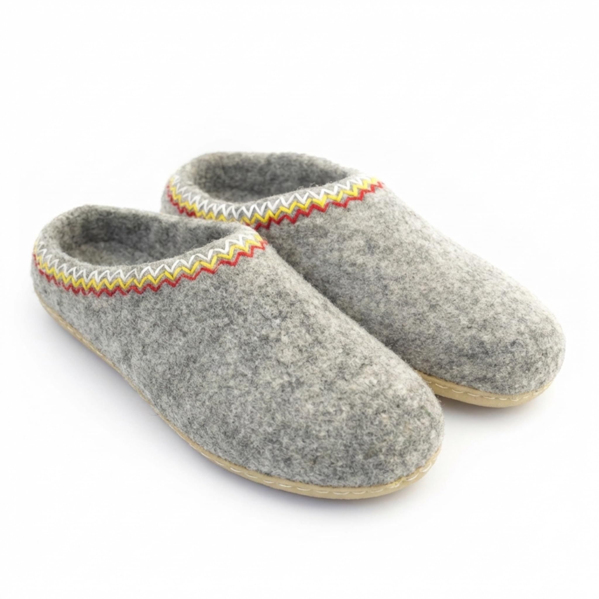 Photo 1 of Glaciart One Wool Felt Slippers for Women - Handmade Indoor House Shoes with Anti-Slip Rubber Sole - Soft, Warm, Breathable, Durable - US Size 8